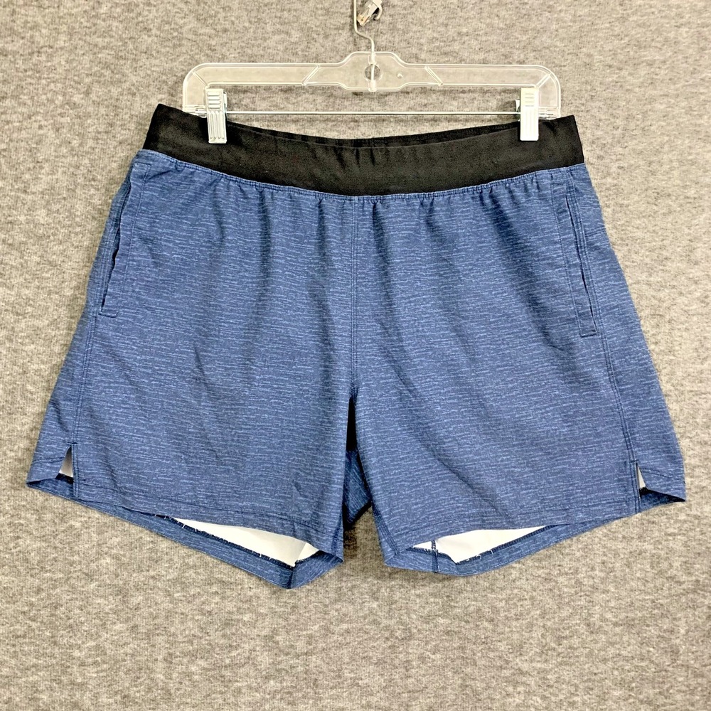 Bear Bottom Mens Athletic Shorts Large Blue Black Golf Athletic Nylon Stretch 5"
